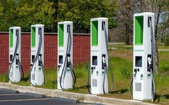 Line of electric charging stations